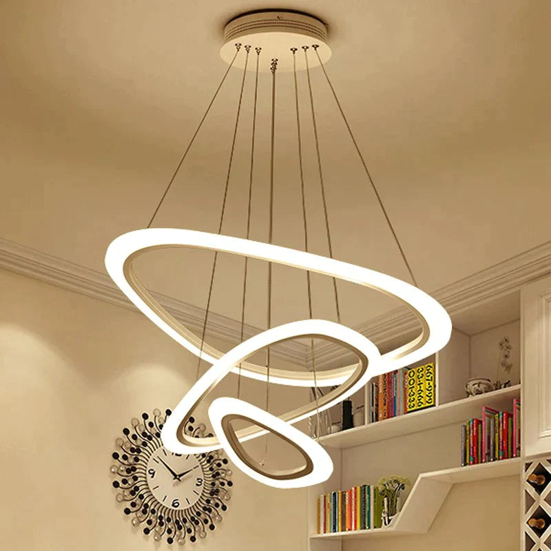 Modern Pendant Lights For Living Dining Room 4/3/2/1 Circle Rings Acrylic LED Lighting