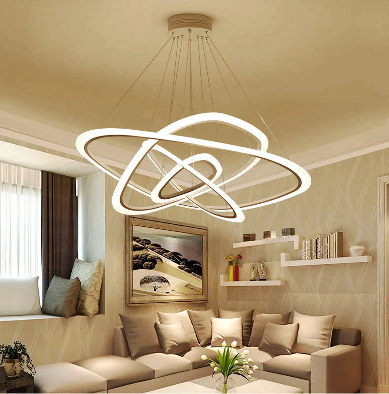 Modern Pendant Lights For Living Dining Room 4/3/2/1 Circle Rings Acrylic LED Lighting