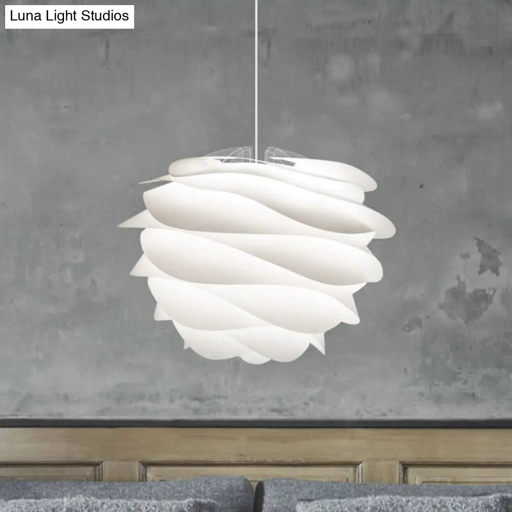 White Modernist Layered Petals Pendant - 1-Light Acrylic Ceiling Lamp