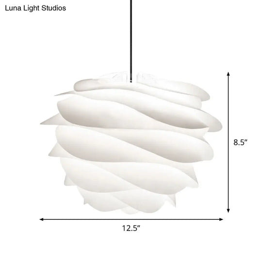 White Modernist Layered Petals Pendant - 1-Light Acrylic Ceiling Lamp