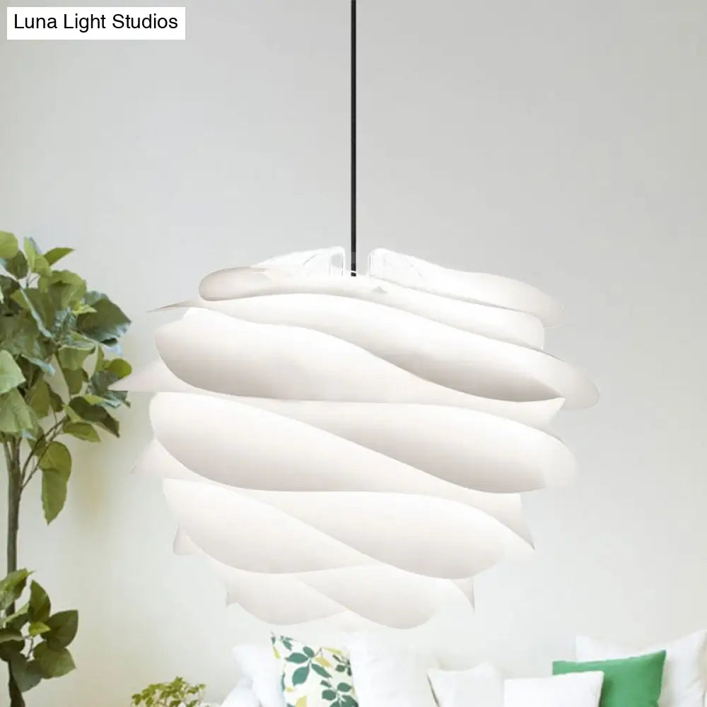 White Modernist Layered Petals Pendant - 1-Light Acrylic Ceiling Lamp