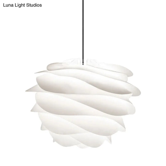 White Modernist Layered Petals Pendant - 1-Light Acrylic Ceiling Lamp