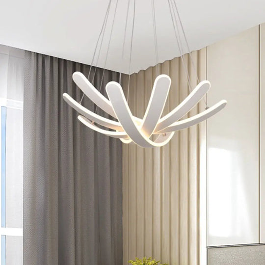 Modern Petal-Shaped Led Bedroom Chandelier In Warm/White Light White /