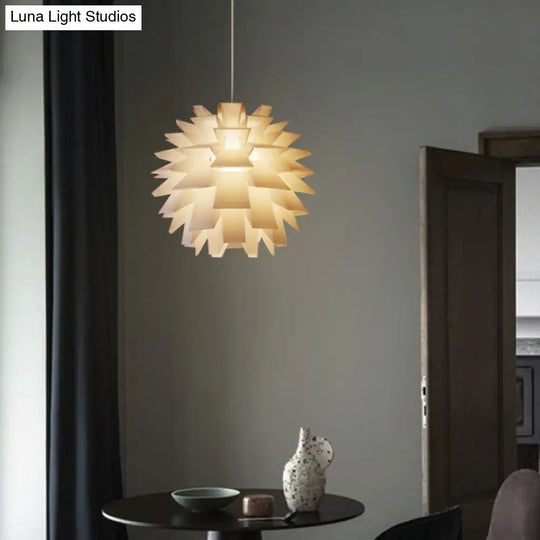 Modern Pine Cone Suspension Light - Plastic Ceiling Pendant In White