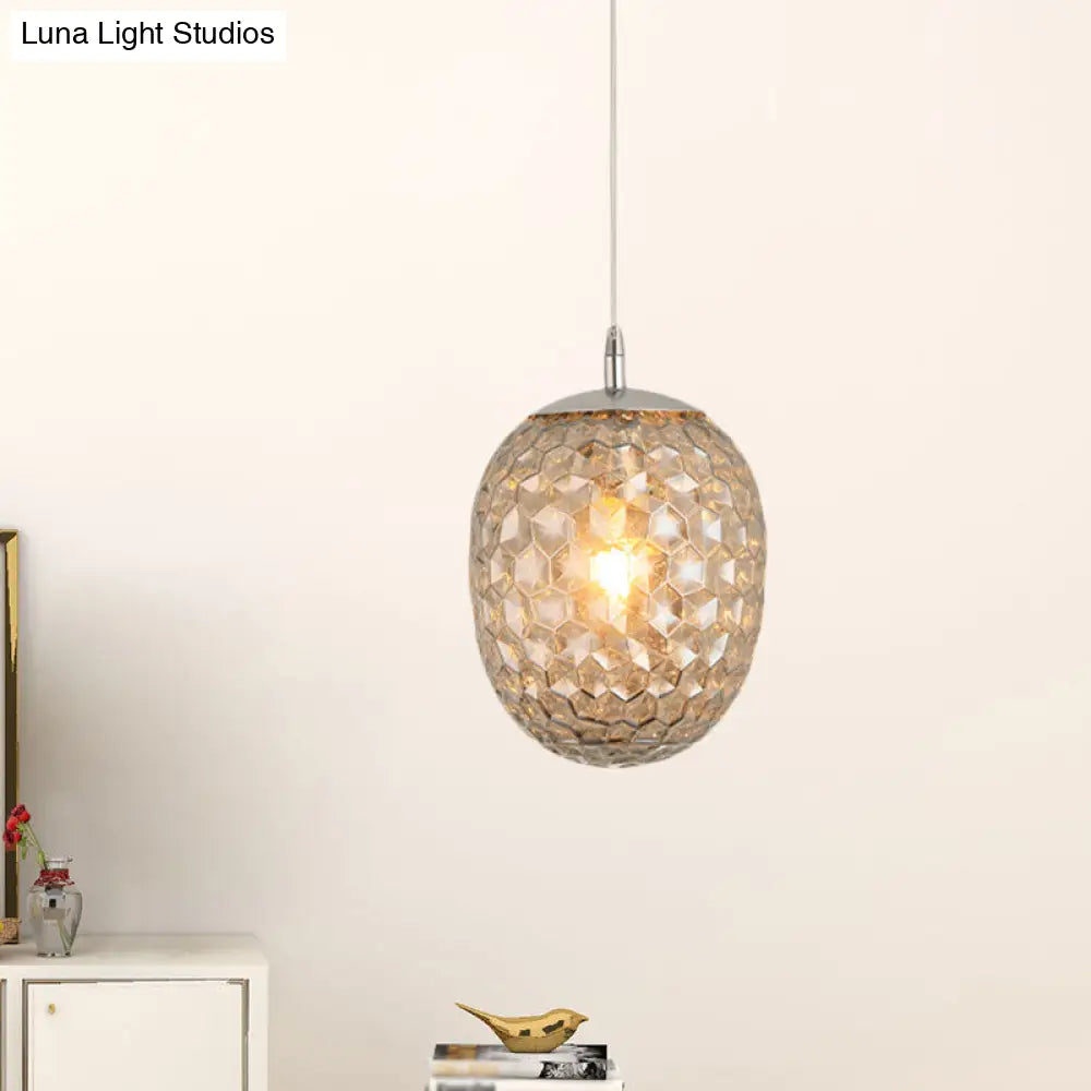 Modern Pineapple Shaped Pendant Light With Hammered Glass Dining Table Lighting