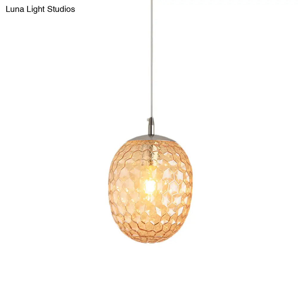 Modern Pineapple Pendant Light With Hammered Glass - Perfect For Dining Table 1 Head