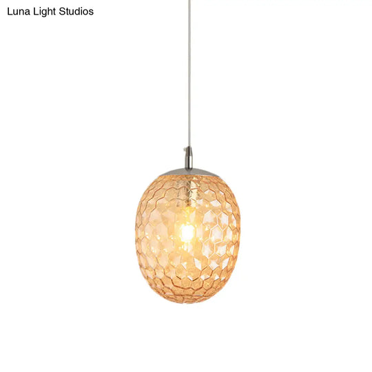 Modern Pineapple Pendant Light With Hammered Glass - Perfect For Dining Table 1 Head