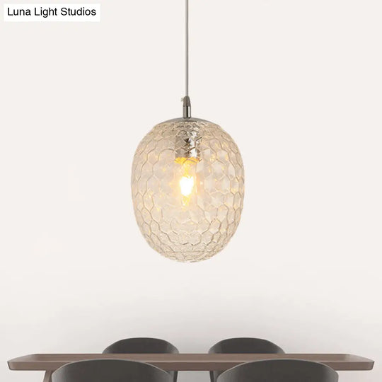 Modern Pineapple Shaped Pendant Light With Hammered Glass Dining Table Lighting