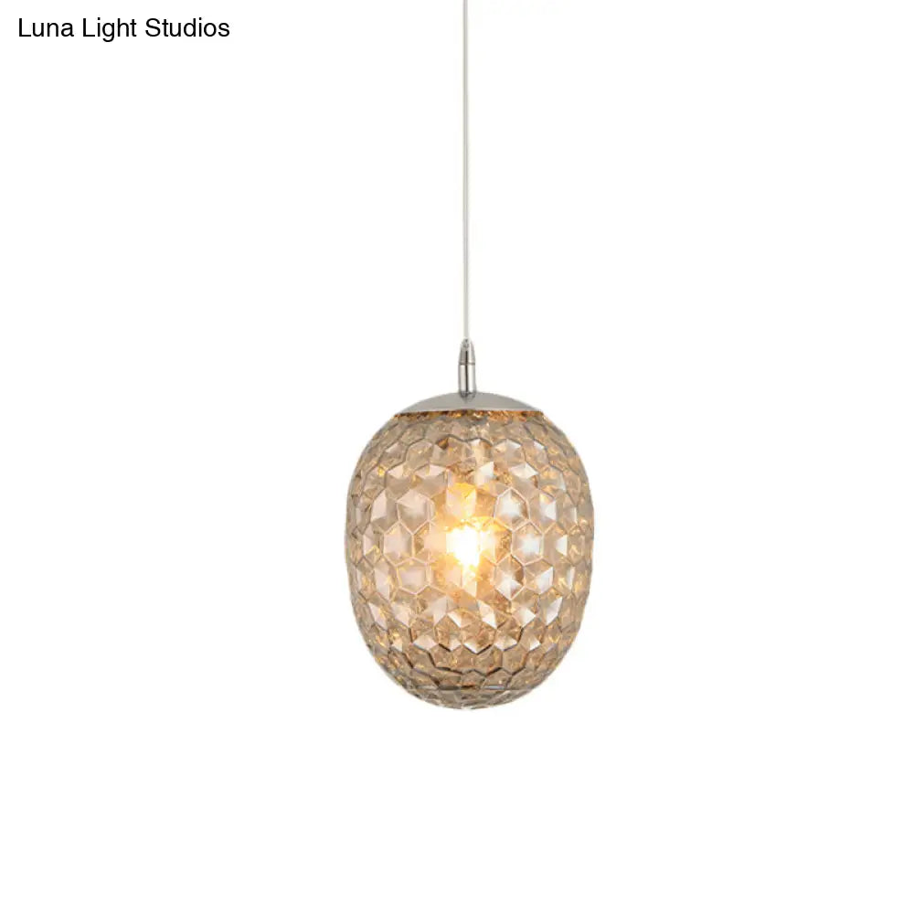 Modern Pineapple Shaped Pendant Light With Hammered Glass Dining Table Lighting