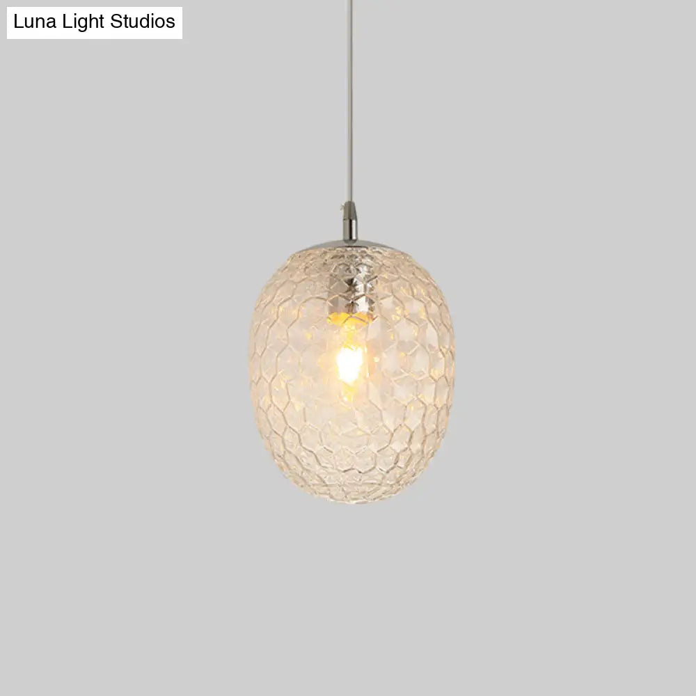 Modern Pineapple Shaped Pendant Light With Hammered Glass Dining Table Lighting