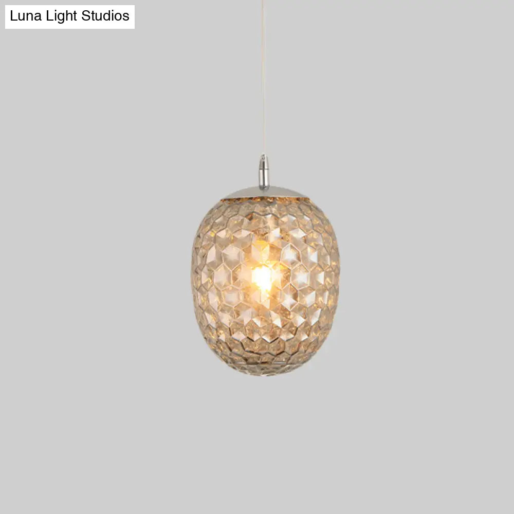 Modern Pineapple Shaped Pendant Light With Hammered Glass Dining Table Lighting