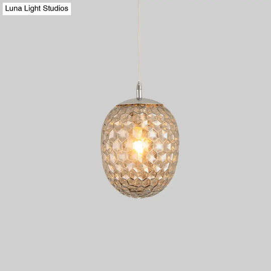 Modern Pineapple Shaped Pendant Light With Hammered Glass Dining Table Lighting