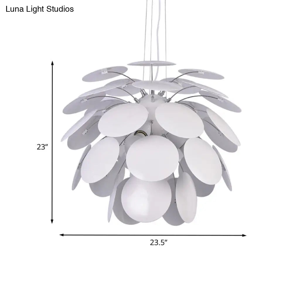 Modern Pinecone Pendant Lamp - Metallic 1-Head White 19.5/23.5 Wide