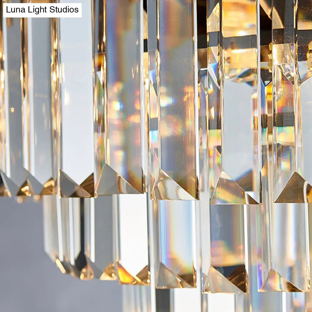 Modern Pink And Gold Crystal Drop Pendant Ceiling Light With 8/12 Lights