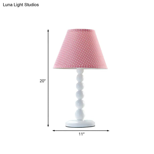 Modern Pink Barrel Desk Lamp With Fabric Shade - Wood Table Light For Bedroom (1 Head)