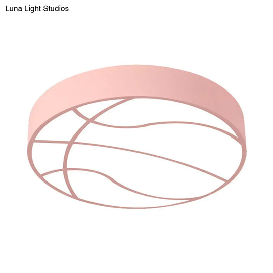 Modern Pink Basketball Led Ceiling Light In Warm/White - Acrylic Flush Mount Lamp