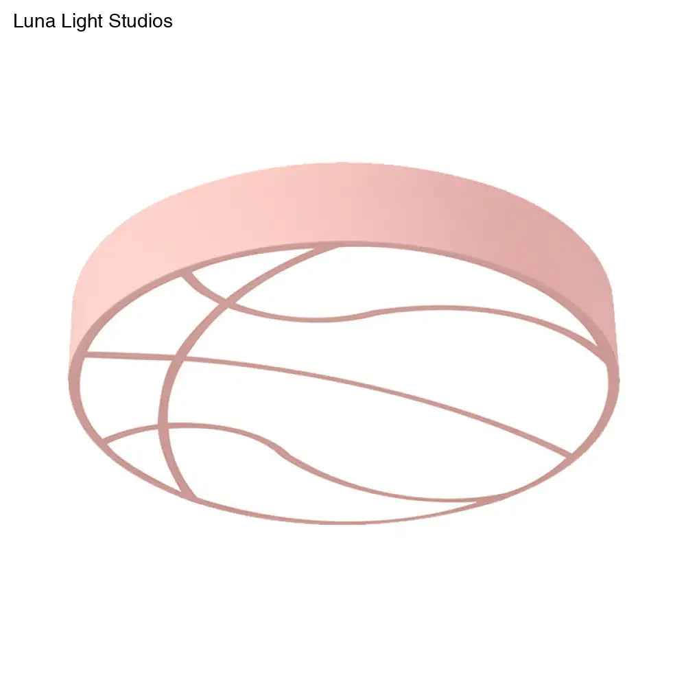 Modern Pink Basketball Led Ceiling Light In Warm/White - Acrylic Flush Mount Lamp