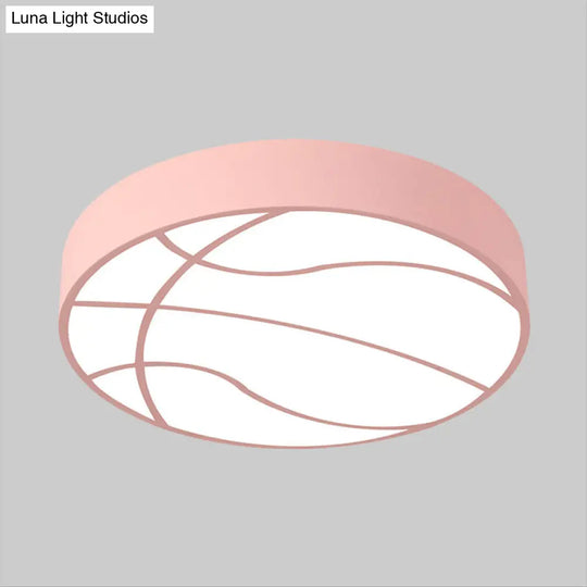 Modern Pink Basketball Led Ceiling Light In Warm/White - Acrylic Flush Mount Lamp