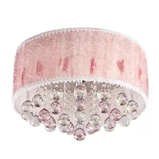 Modern Pink Ceiling Light With Crystal Ball - 8 Heads For Girls Bedroom / White
