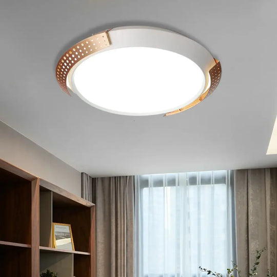 Modern Pink/Gold Hollow Metal Ceiling Fixture - 16’/19.5’ Round Flush Mount Light For Bedroom