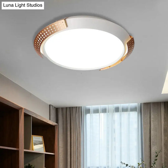 Modern Pink/Gold Hollow Metal Ceiling Fixture - 16/19.5 Round Flush Mount Light For Bedroom Gold /