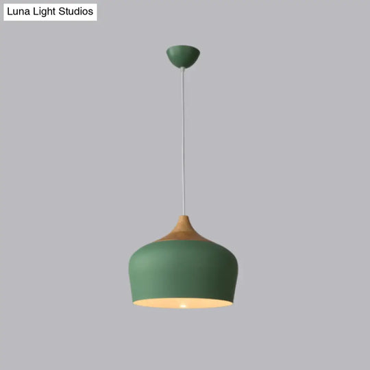 Modern Pink/Green Domed Pendant Light Fixture 12’/14’ Wide - Metal Hanging Lamp Kit For Kitchen