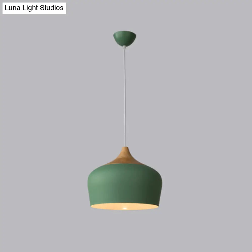 Modern Pink/Green Domed Pendant Light - 12/14 Wide Metal Hanging Lamp For Kitchen