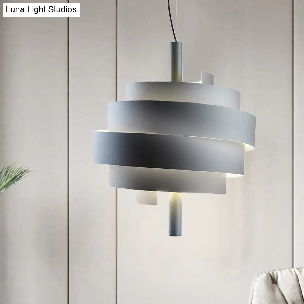 Modern Pink/Green/White Twirling Pendant Lamp - Stylish Metallic Hanging Light Fixture Blue