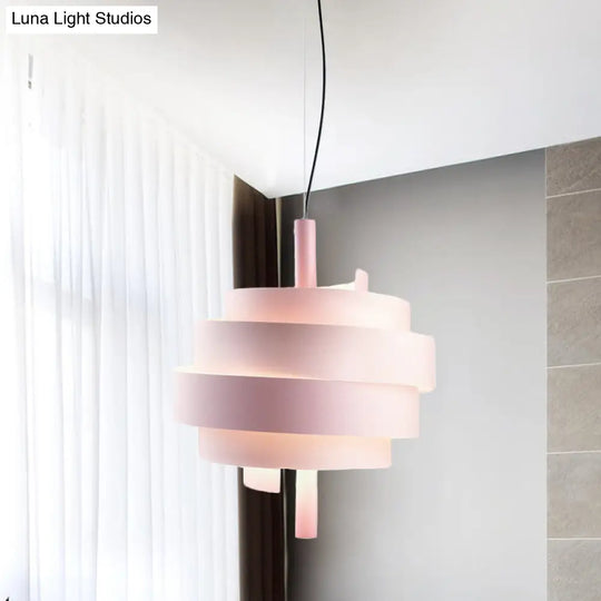 Modern Pink/Green/White Twirling Pendant Lamp - Stylish Metallic Hanging Light Fixture For Dining