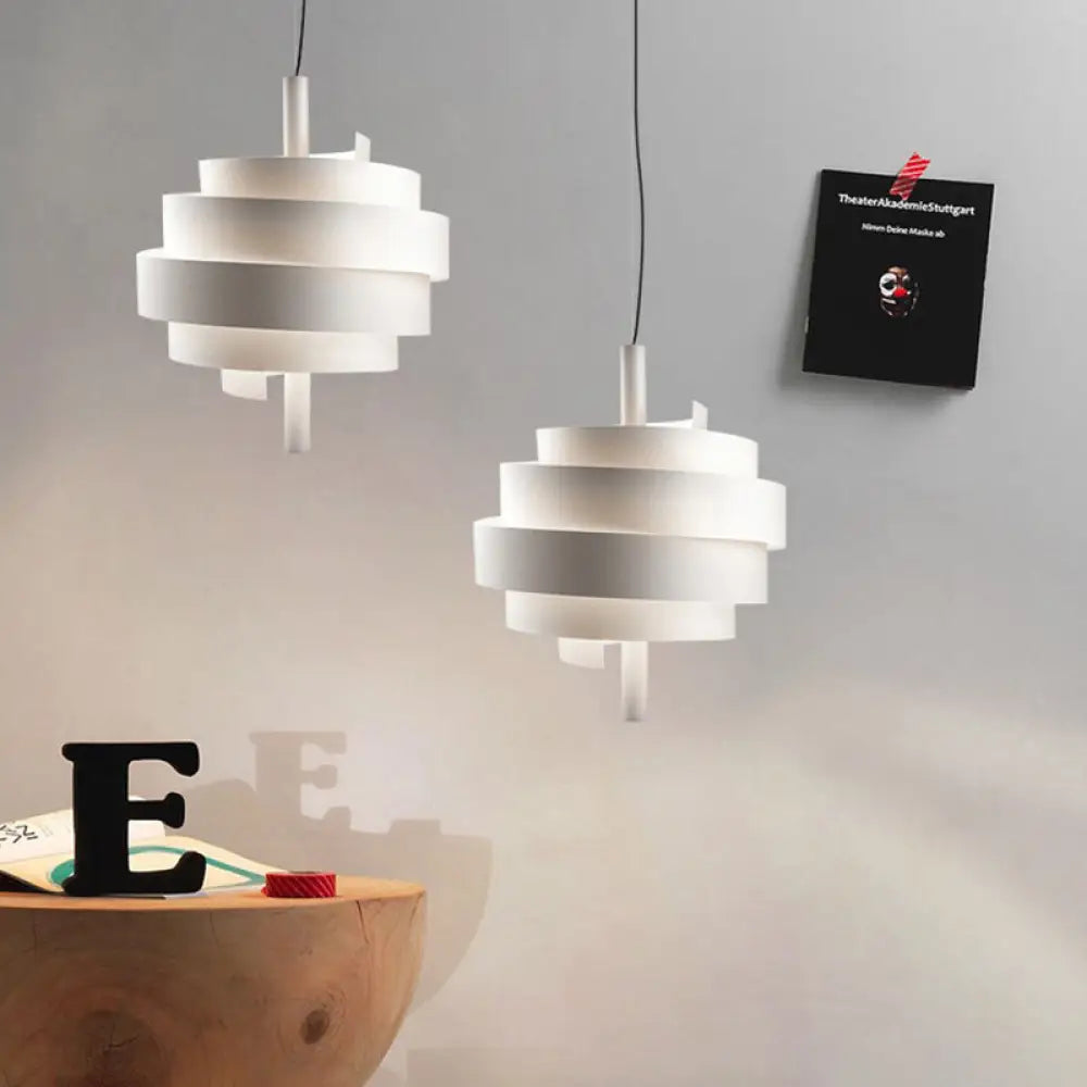 Modern Pink/Green/White Twirling Pendant Lamp - Stylish Metallic Hanging Light Fixture For Dining