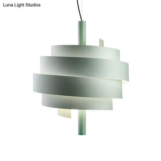 Modern Pink/Green/White Twirling Pendant Lamp - Stylish Metallic Hanging Light Fixture