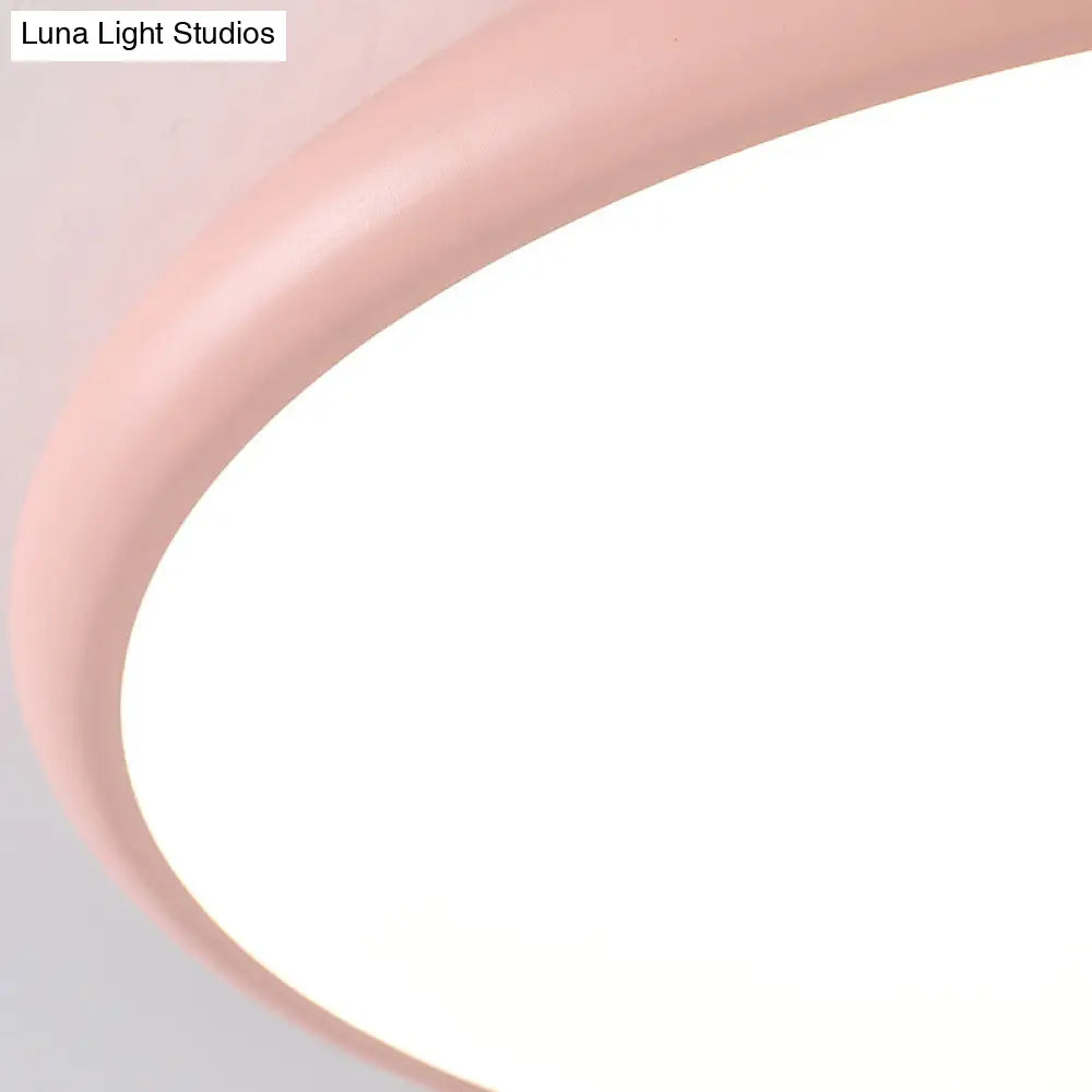 Modern Pink Led Ceiling Mounted Fixture Round Acrylic Flush Mount Light In Warm & White 15/18/22