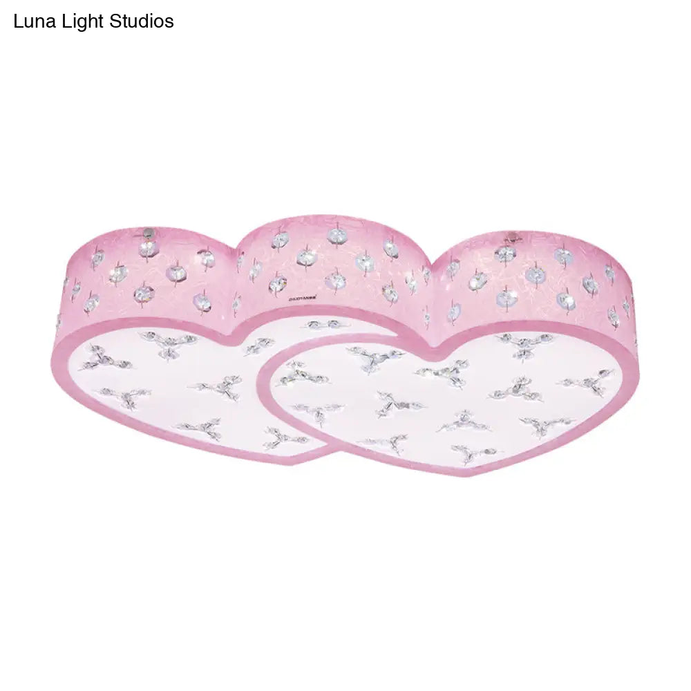 Modern Pink Led Flush Lamp: Heart - Shaped Ceiling Fixture With Acrylic Shade