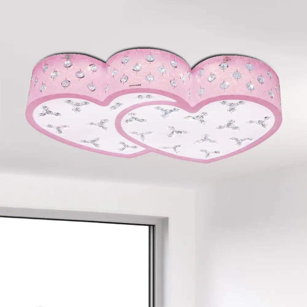Modern Pink Led Flush Lamp: Heart - Shaped Ceiling Fixture With Acrylic Shade