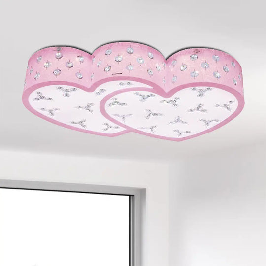 Modern Pink Led Flush Lamp: Heart - Shaped Ceiling Fixture With Acrylic Shade