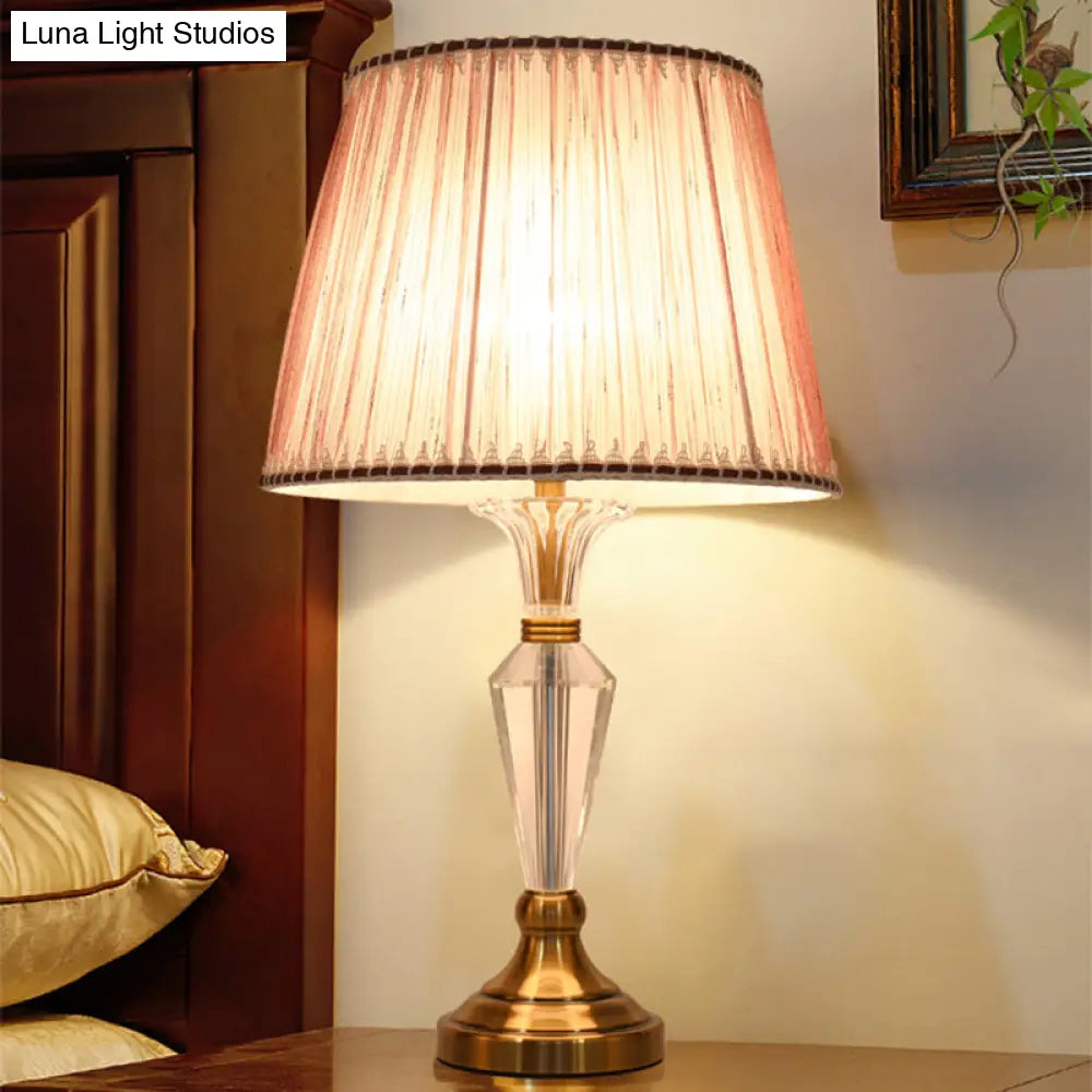 Modern Pink Living Room Desk Lamp With Fabric Shade