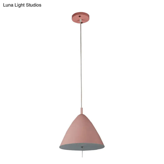 Modern Pink Pendant Light With Metal Shade - Hanging Ceiling Fixture