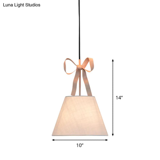 Modern Pink Pendant Light With Cone Fabric Shade - Bedroom Hanging Lamp Kit