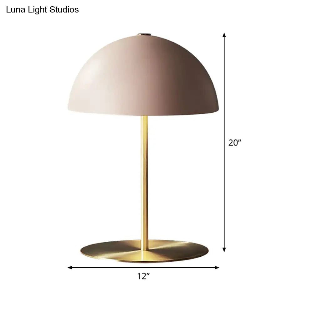 Modern Pink Table Lamp With Metal Hemisphere Shade - Versatile Task Lighting