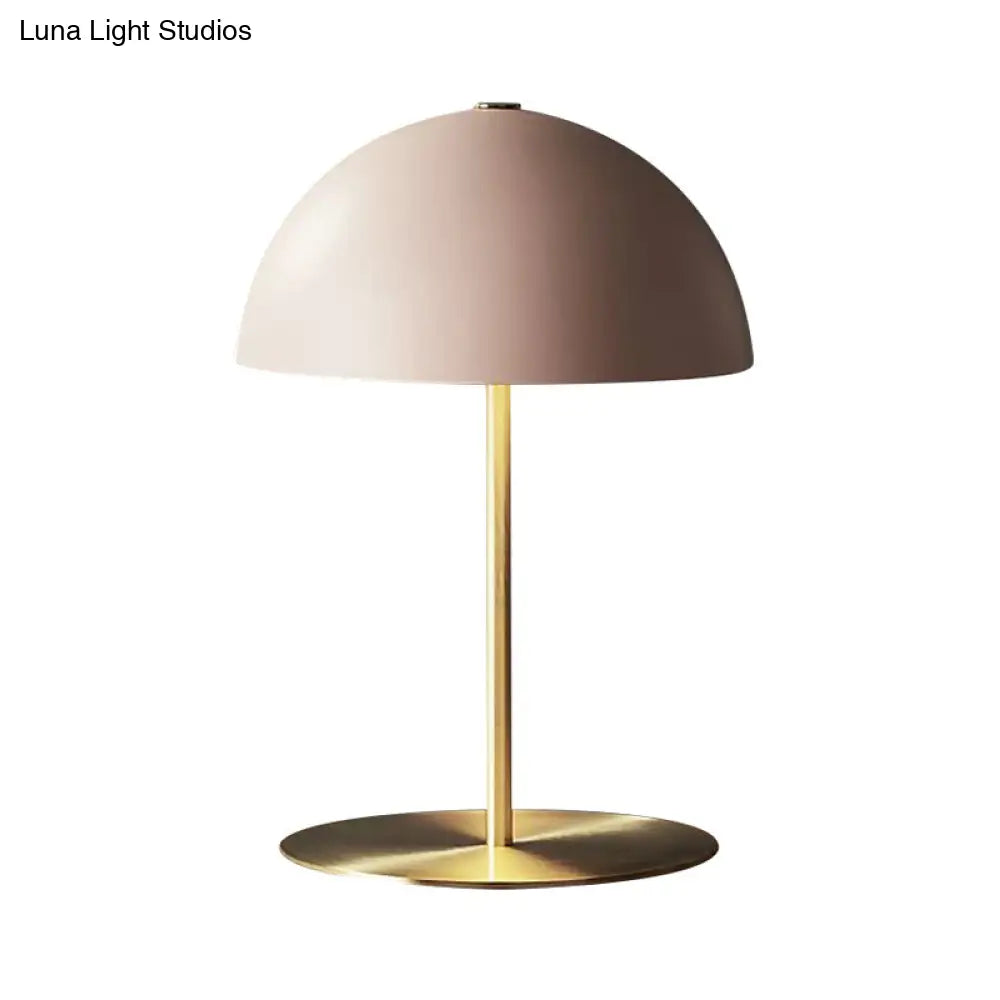 Modern Pink Table Lamp With Metal Hemisphere Shade - Versatile Task Lighting