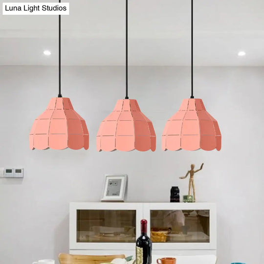 Modern Pink/White/Black Scallop Dome Ceiling Pendant Light - Metal Hanging Lamp Kit