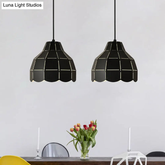 Modern Pink/White/Black Scallop Dome Ceiling Pendant Light - Metal Hanging Lamp Kit