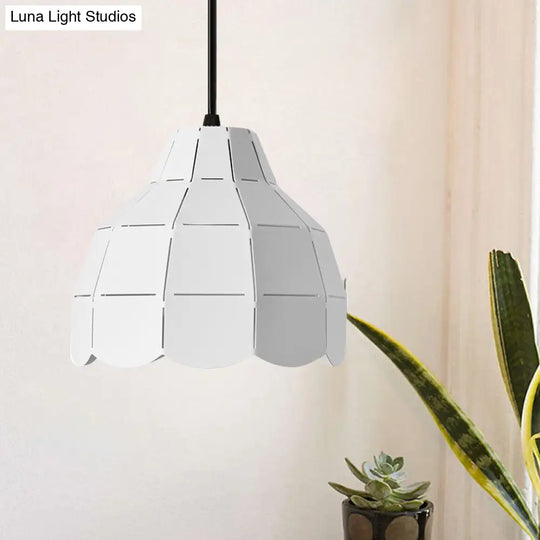 Modern Pink/White/Black Scallop Dome Ceiling Pendant Light - Metal Hanging Lamp Kit