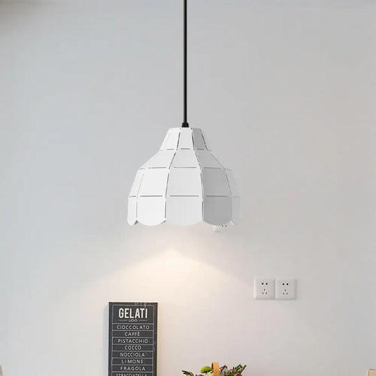 Modern Pink/White/Black Scallop Dome Ceiling Pendant Light - Metal Hanging Lamp Kit White