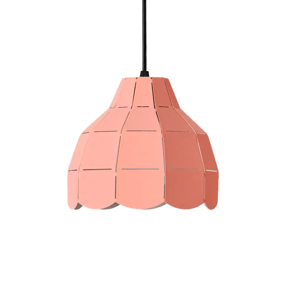 Modern Pink/White/Black Scallop Dome Ceiling Pendant Light - Metal Hanging Lamp Kit Pink