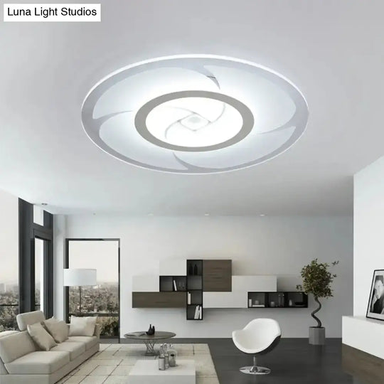 Modern Pinwheel Pattern Disc Thin Ceiling Light - 16.5’/24.5’/31’ W Led Flush Mounted Lamp White