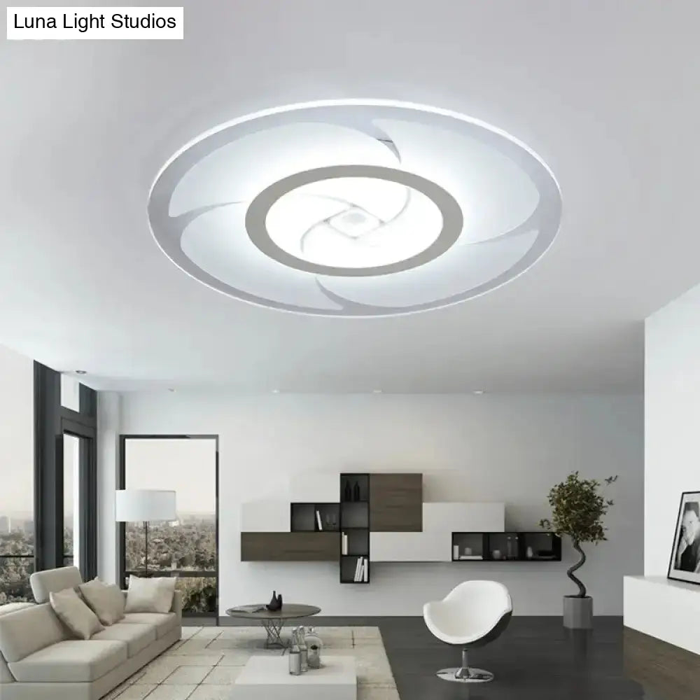 Modern Pinwheel Pattern Disc Thin Ceiling Light - 16.5’/24.5’/31’ W Led Flush Mounted Lamp White