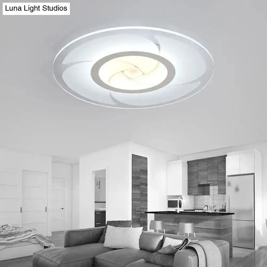 Modern Pinwheel Pattern Disc Thin Ceiling Light - 16.5’/24.5’/31’ W Led Flush Mounted Lamp White