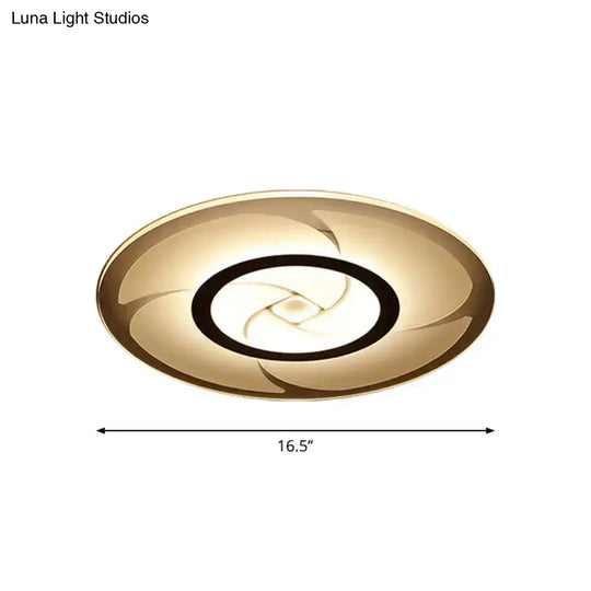 Modern Pinwheel Pattern Disc Thin Ceiling Light - 16.5’/24.5’/31’ W Led Flush Mounted Lamp White