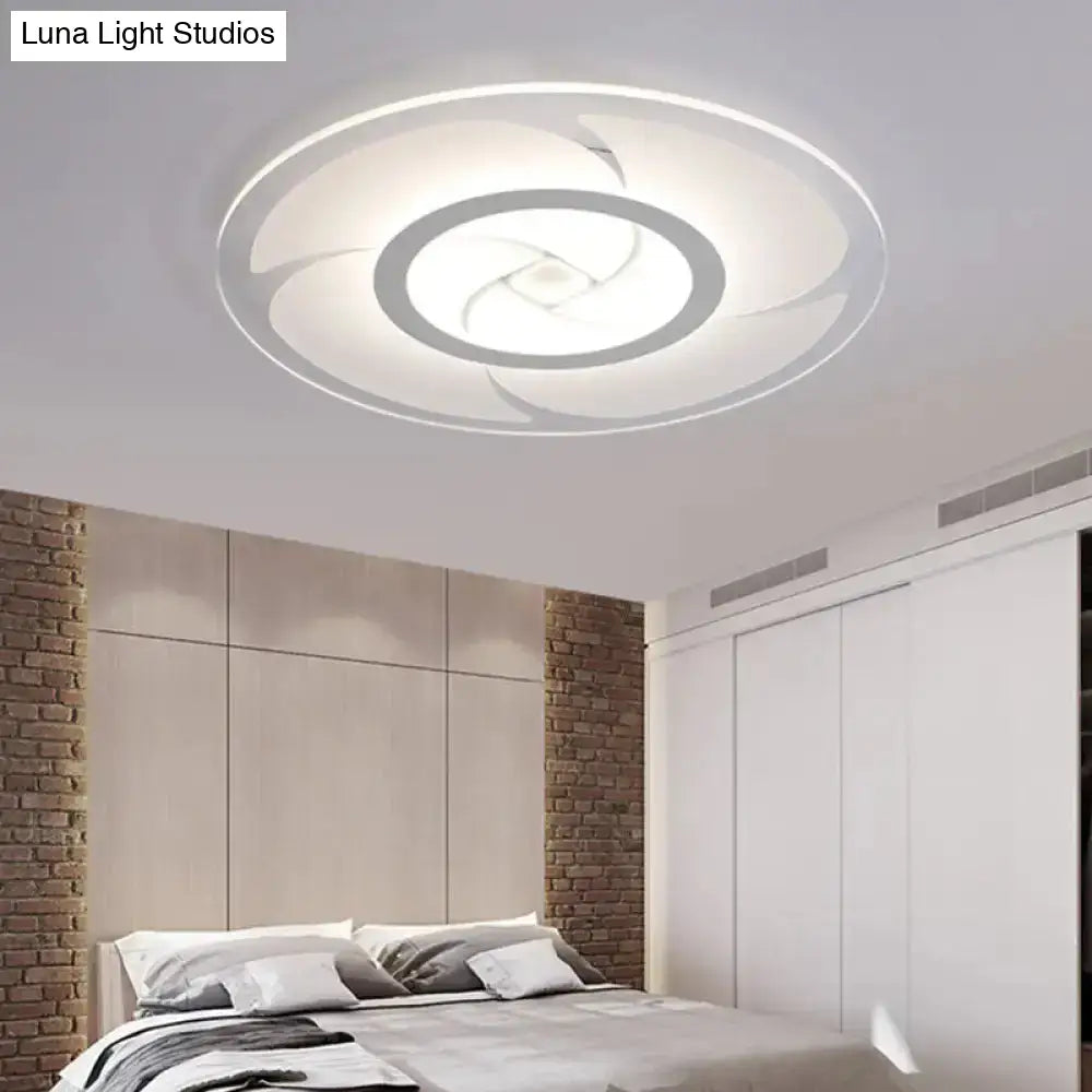 Modern Pinwheel Pattern Disc Thin Ceiling Light - 16.5’/24.5’/31’ W Led Flush Mounted Lamp White